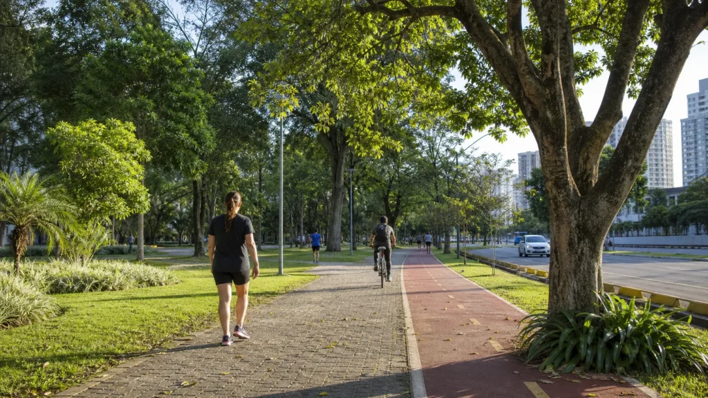 Vista urbana de São José dos Campos com avenida arborizada e prédios ao fundo